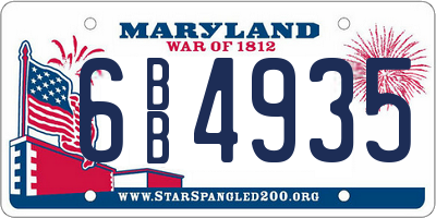 MD license plate 6BB4935