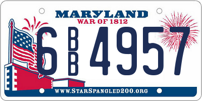 MD license plate 6BB4957