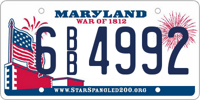 MD license plate 6BB4992