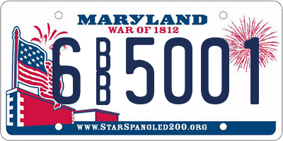 MD license plate 6BB5001