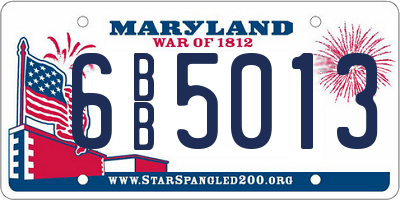 MD license plate 6BB5013