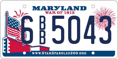 MD license plate 6BB5043