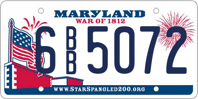 MD license plate 6BB5072