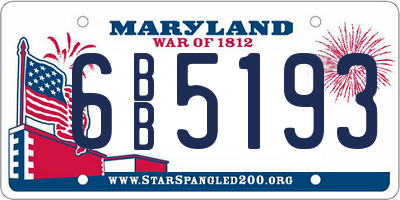 MD license plate 6BB5193