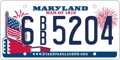 MD license plate 6BB5204