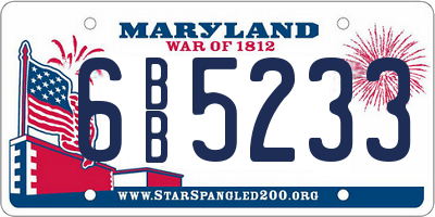 MD license plate 6BB5233
