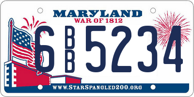 MD license plate 6BB5234