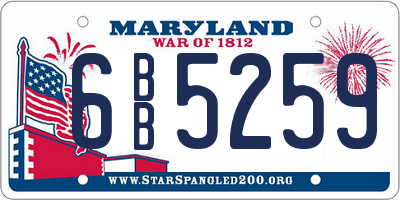 MD license plate 6BB5259