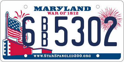 MD license plate 6BB5302
