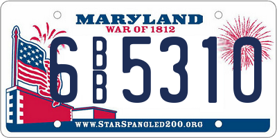 MD license plate 6BB5310