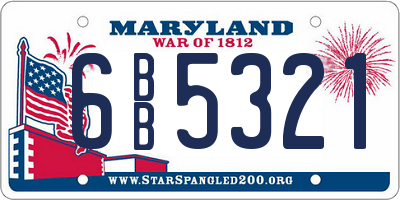 MD license plate 6BB5321