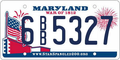 MD license plate 6BB5327