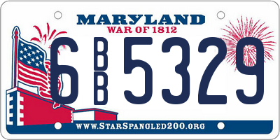 MD license plate 6BB5329