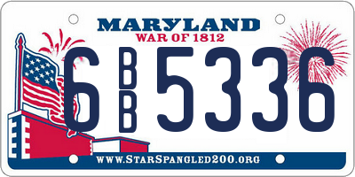 MD license plate 6BB5336