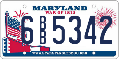 MD license plate 6BB5342
