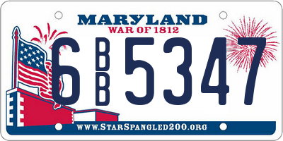 MD license plate 6BB5347
