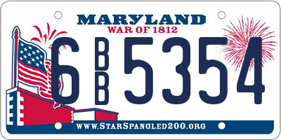 MD license plate 6BB5354