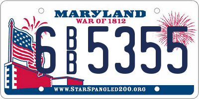 MD license plate 6BB5355