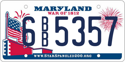 MD license plate 6BB5357