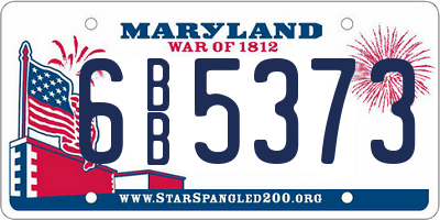 MD license plate 6BB5373