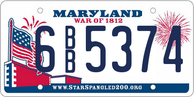 MD license plate 6BB5374