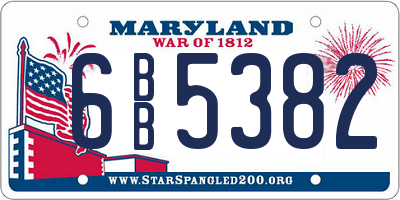 MD license plate 6BB5382