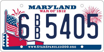 MD license plate 6BB5405