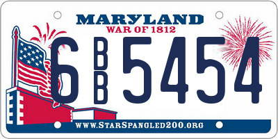 MD license plate 6BB5454