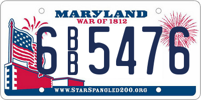 MD license plate 6BB5476