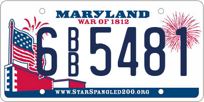 MD license plate 6BB5481