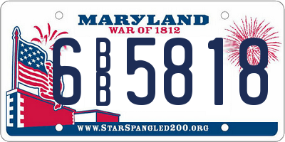 MD license plate 6BB5818