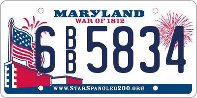 MD license plate 6BB5834