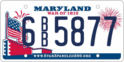 MD license plate 6BB5877
