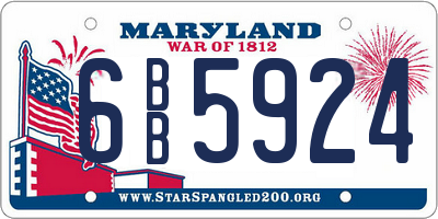 MD license plate 6BB5924