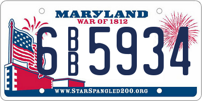 MD license plate 6BB5934