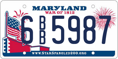 MD license plate 6BB5987