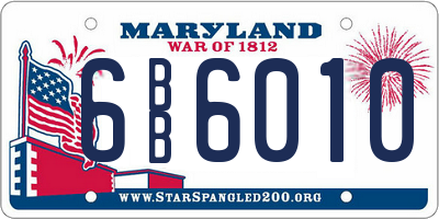 MD license plate 6BB6010