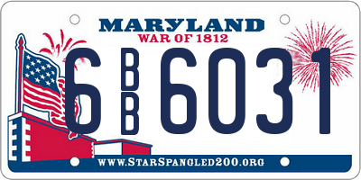 MD license plate 6BB6031