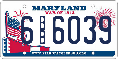 MD license plate 6BB6039
