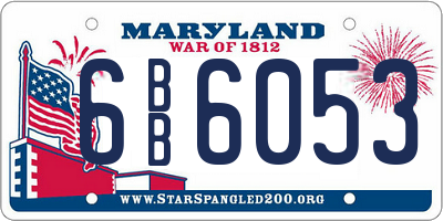 MD license plate 6BB6053