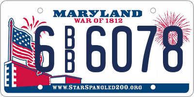 MD license plate 6BB6078