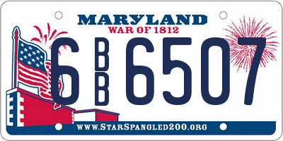 MD license plate 6BB6507