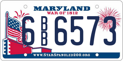 MD license plate 6BB6573