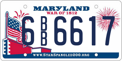 MD license plate 6BB6617