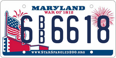 MD license plate 6BB6618