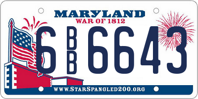 MD license plate 6BB6643