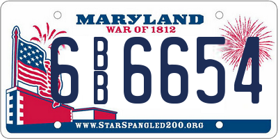 MD license plate 6BB6654