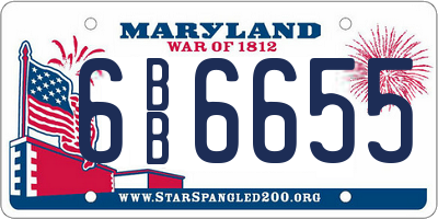 MD license plate 6BB6655