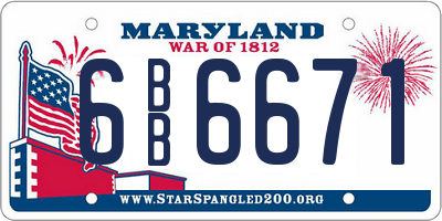 MD license plate 6BB6671