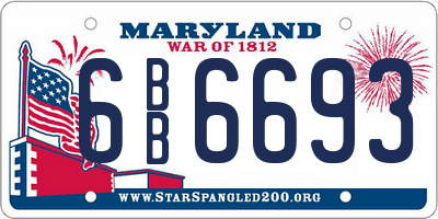 MD license plate 6BB6693